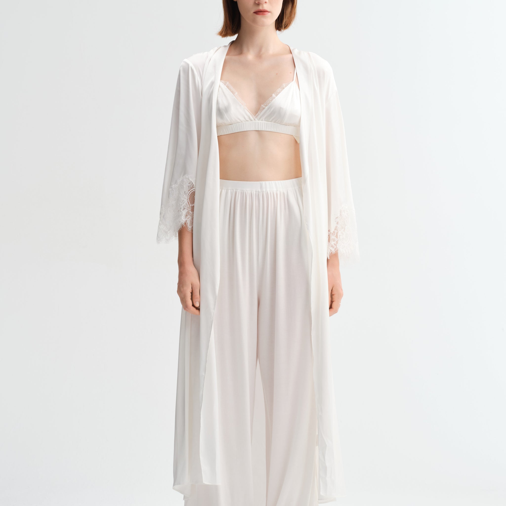 Lace EleganceSilk Belted Wrap Womens Robe