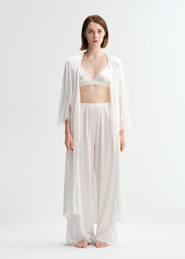 Lace EleganceSilk Belted Wrap Womens Robe