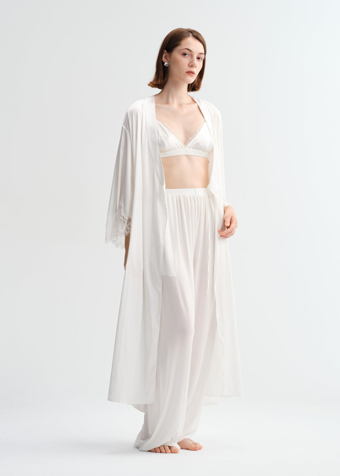 Lace EleganceSilk Belted Wrap Womens Robe