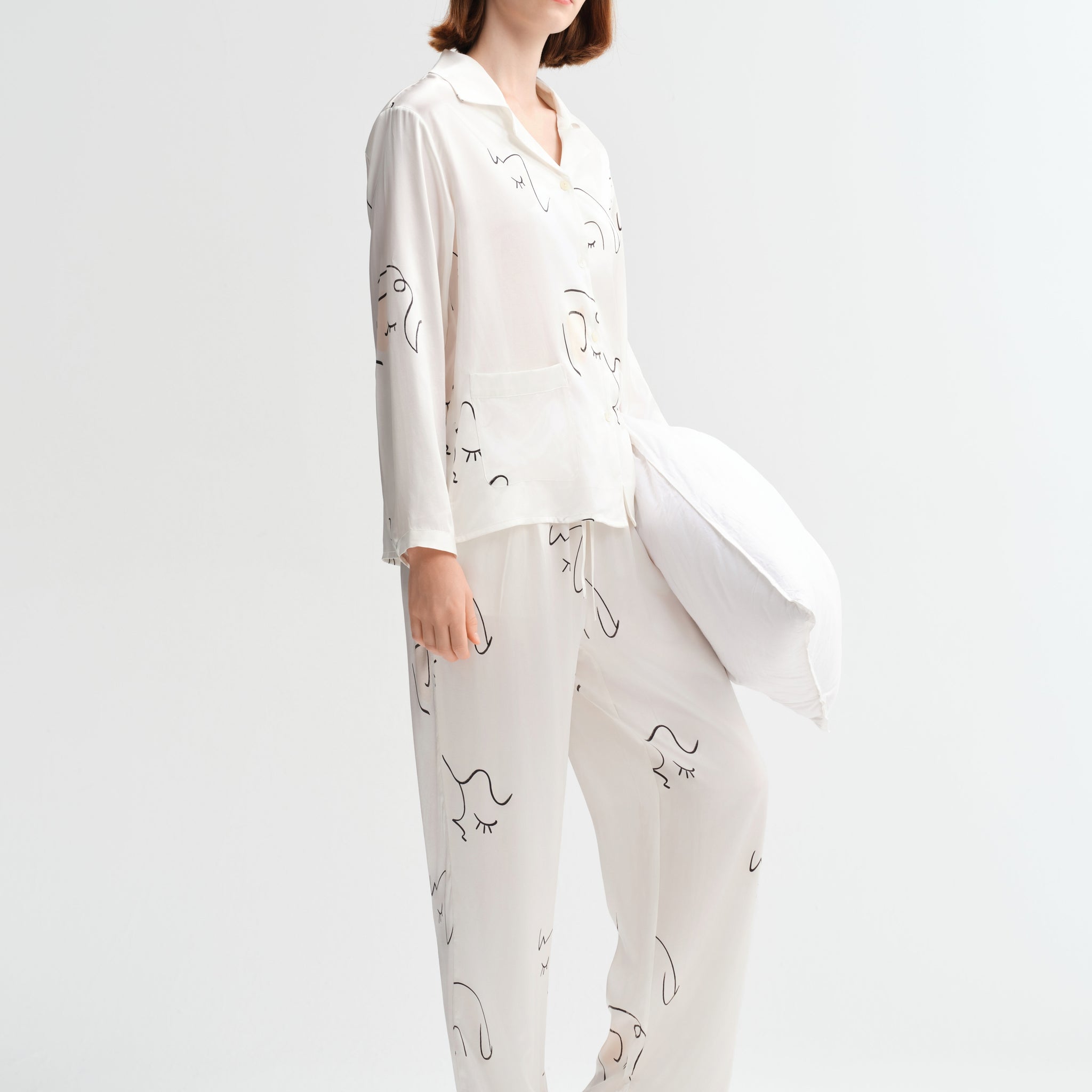 Pure Whimsy Silk Pajama Silk Pajamas long-sleeved Pjs Set 2Pcs