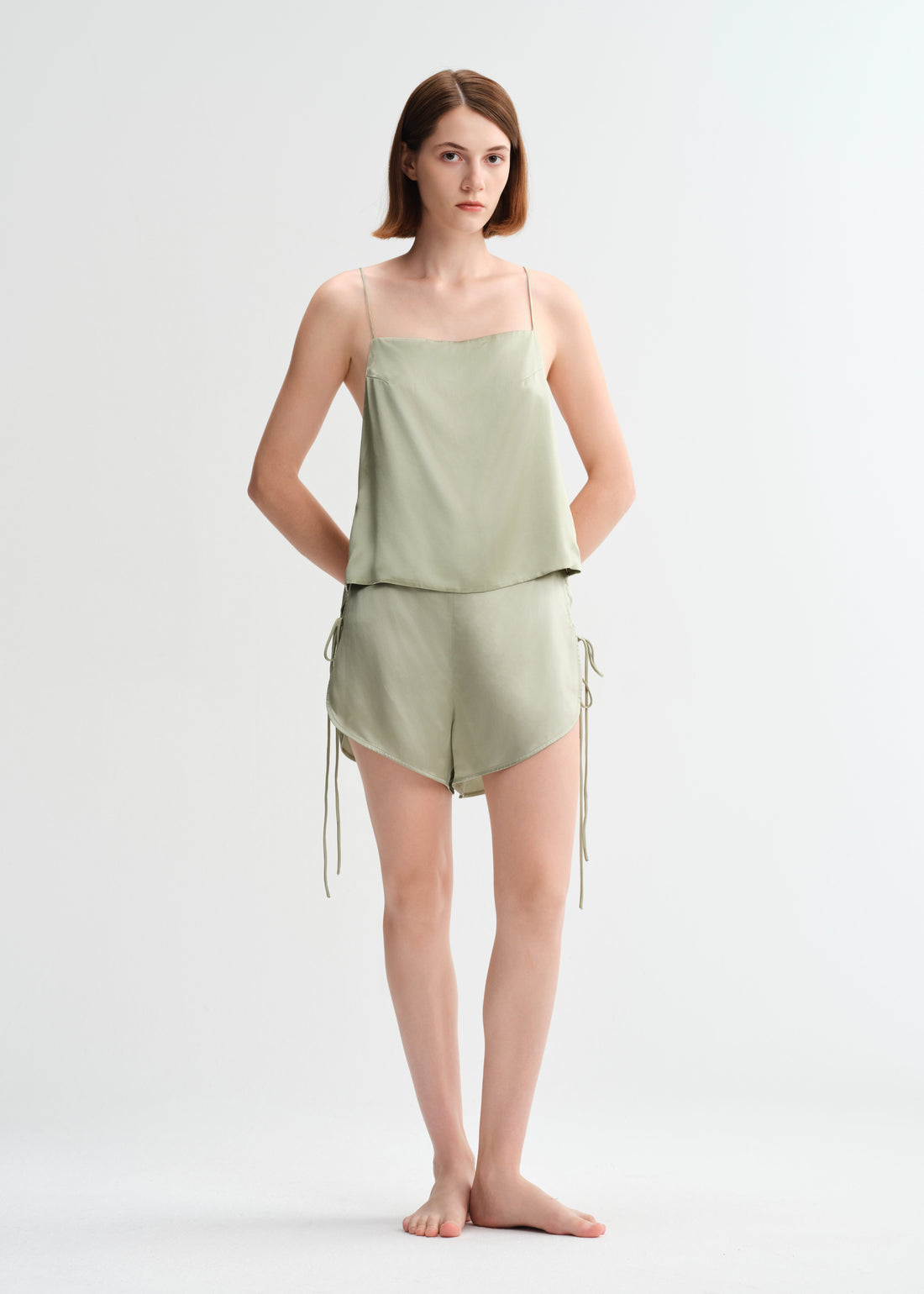 Sage Green Silk Vest Set