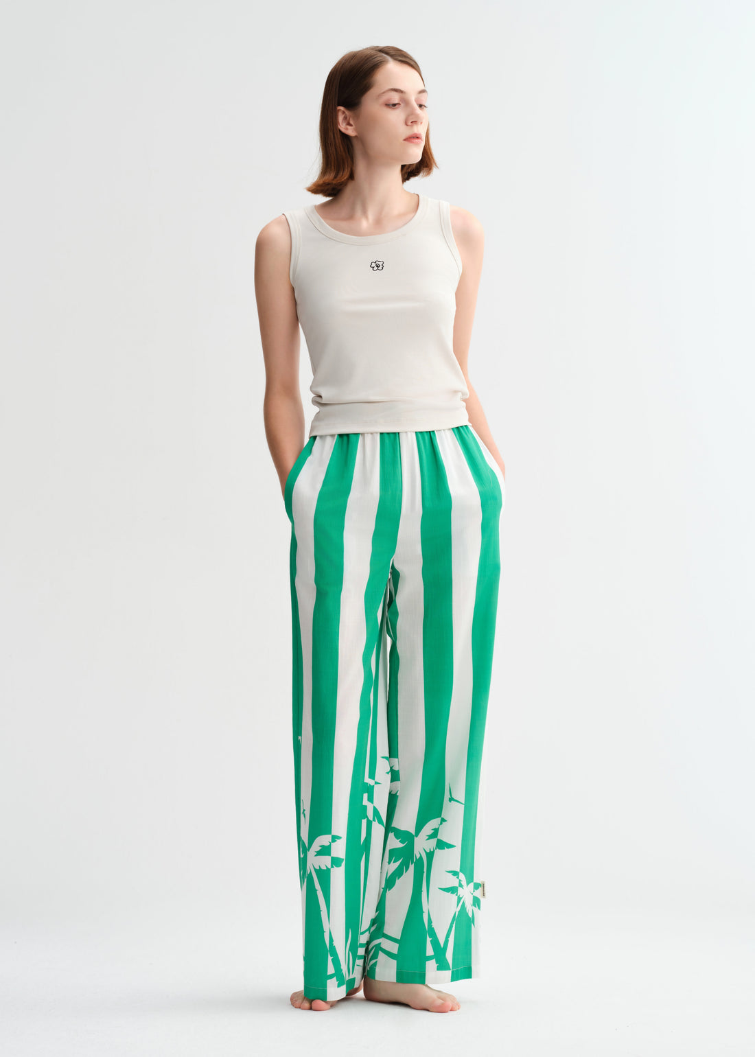 Green Palm Pants Set