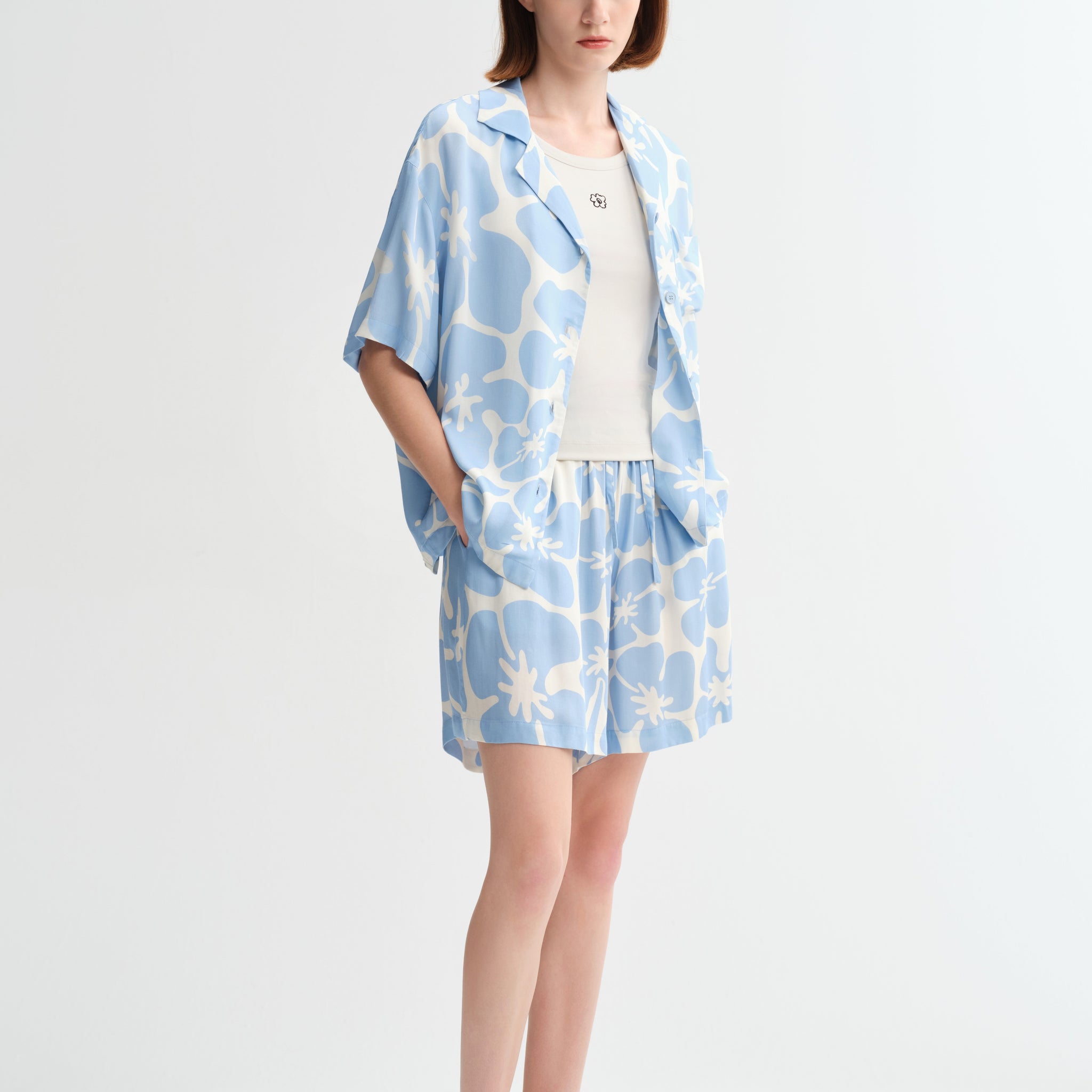 Floral Blue Shorts Set