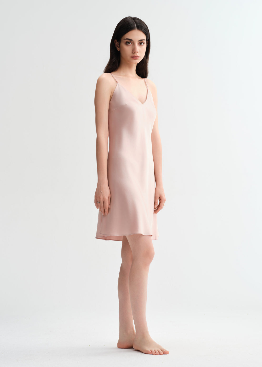 Blush Spaghetti Strap Short Silk Nightgown/Dress