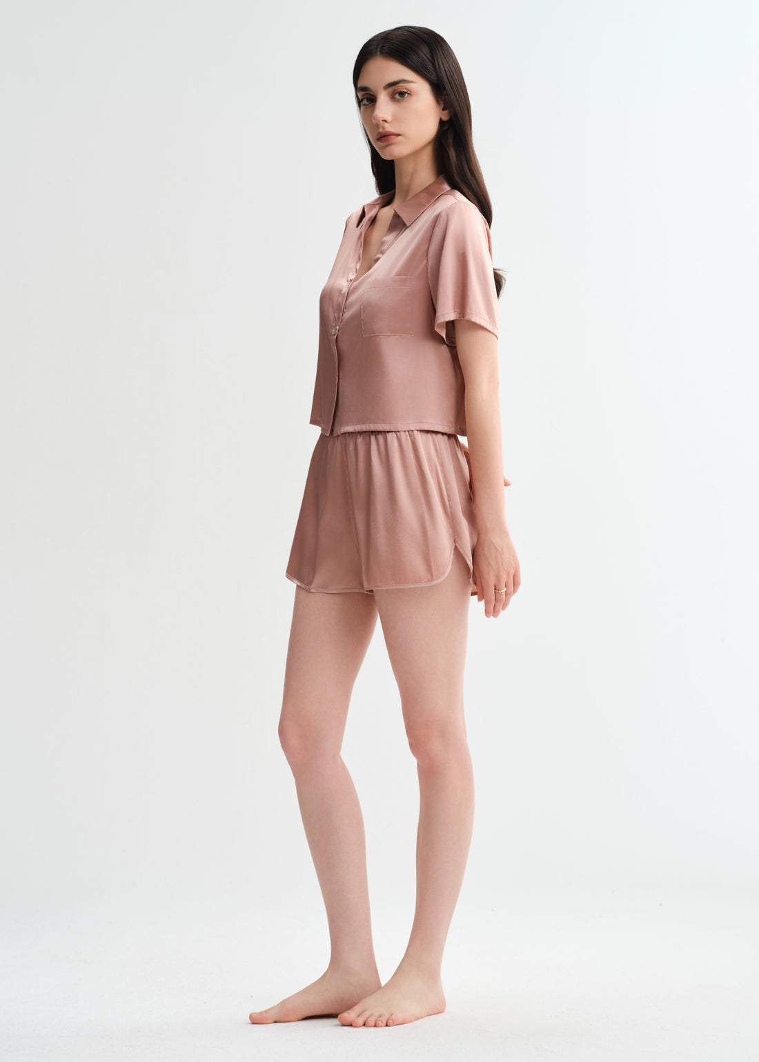 Pink Silk Short Pajama Silk Pajamas Short Pjs 2Pcs
