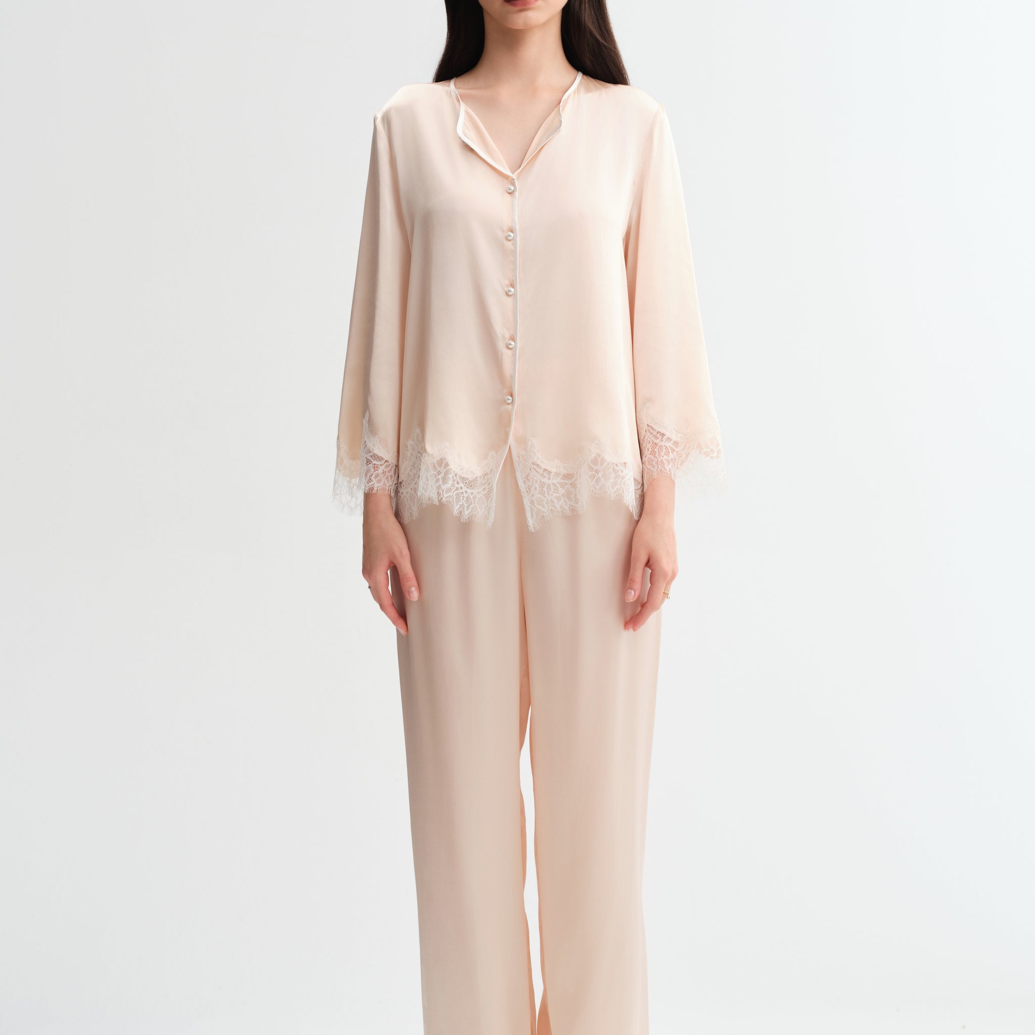 Blush Lace Silk Ensemble