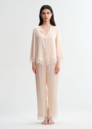 Blush Lace Silk Ensemble