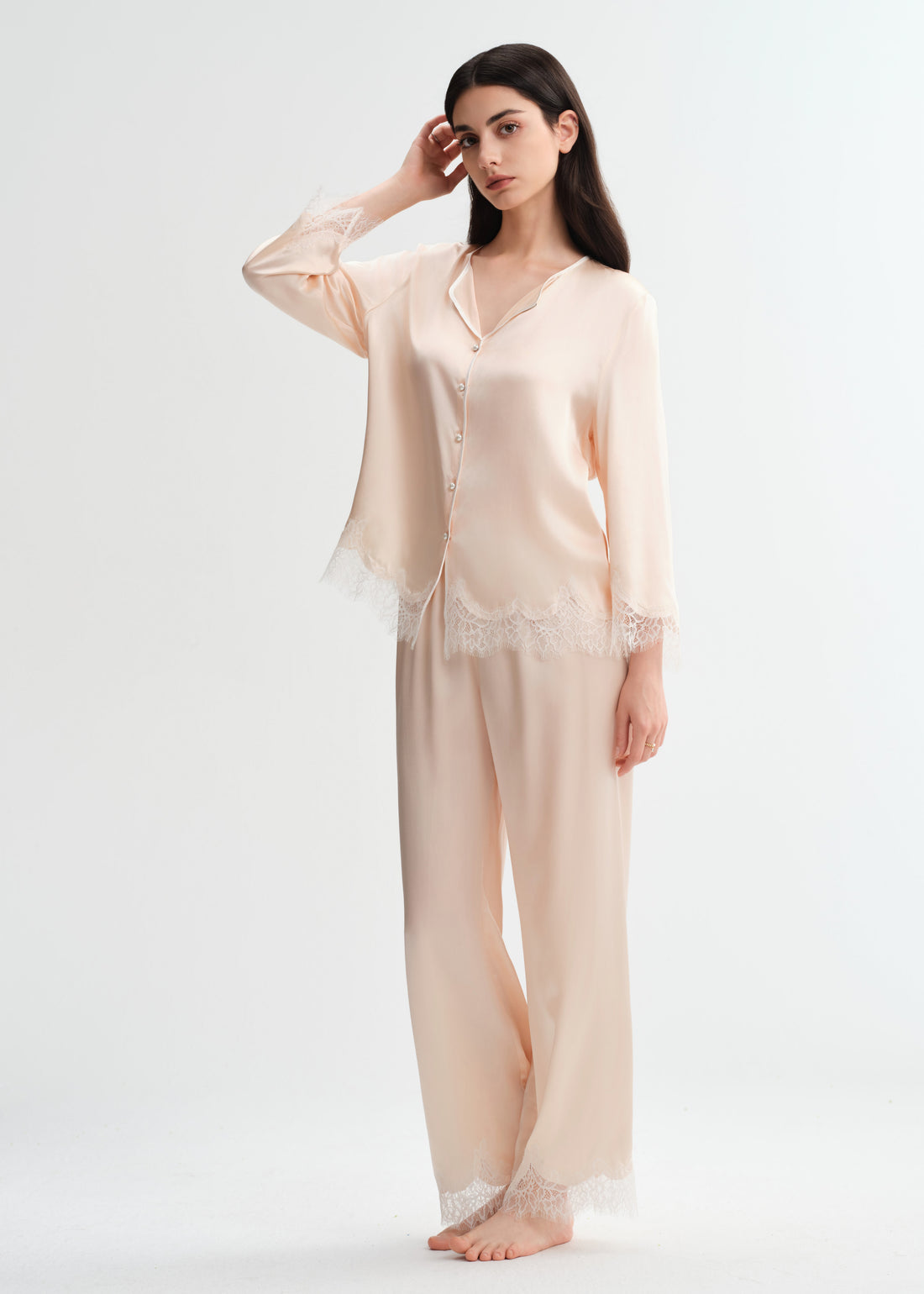 Blush Lace Silk Ensemble