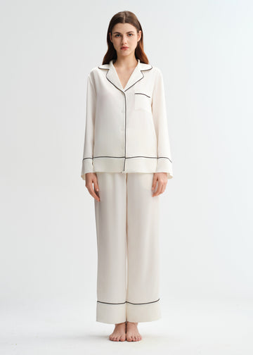 Classic white trimmed pajamas set