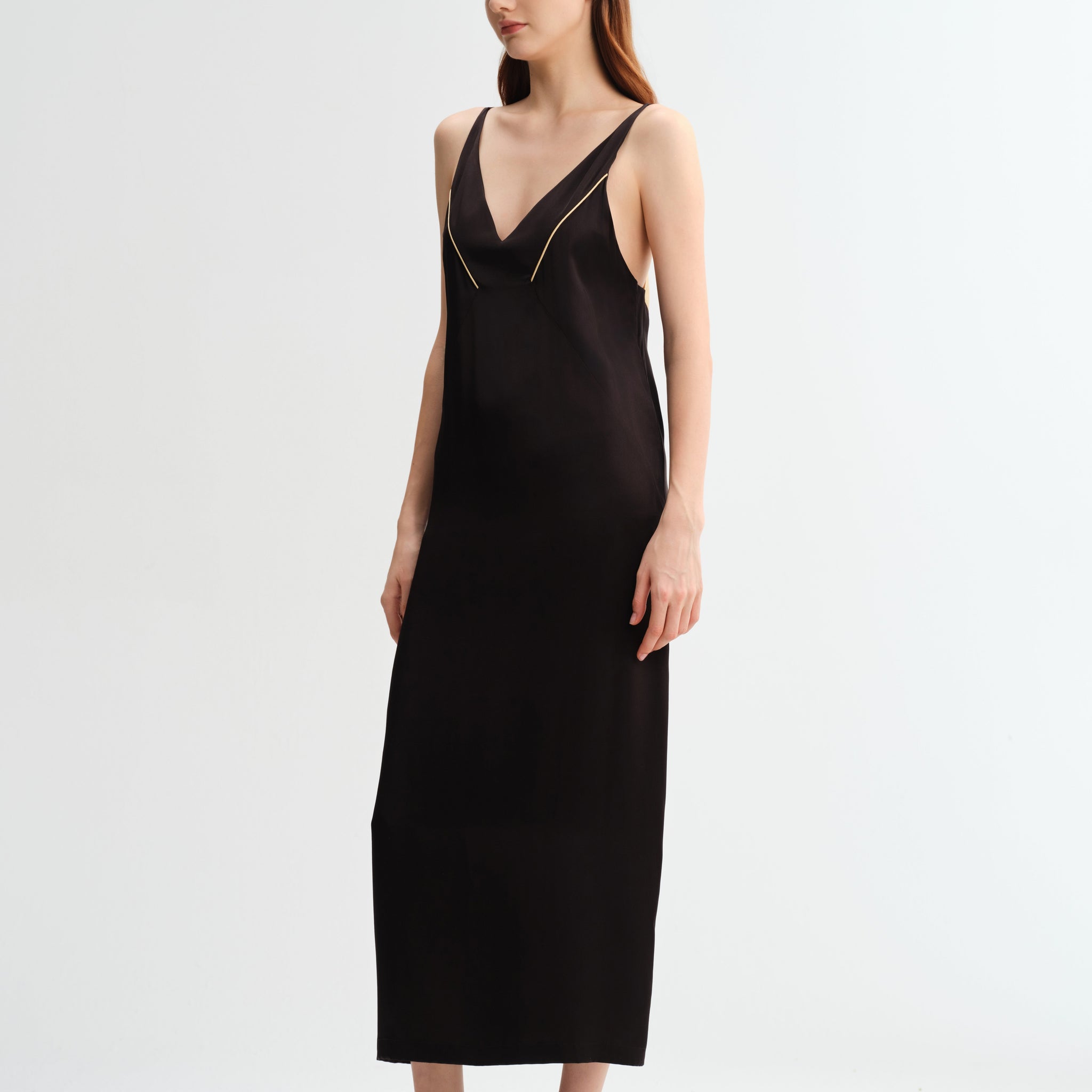 Golden Night Spaghetti Strap Long Silk Nightgown/Dress