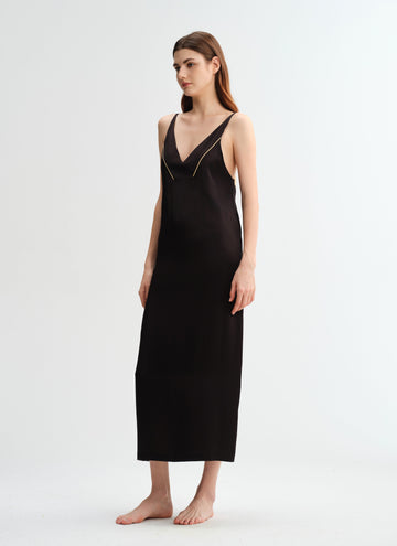 Golden Night Spaghetti Strap Long Silk Nightgown/Dress