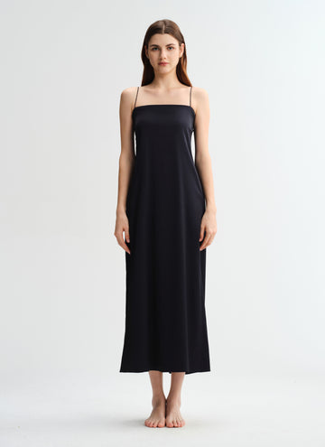 Black tube top Spaghetti Strap Long Silk Nightgown/Dress