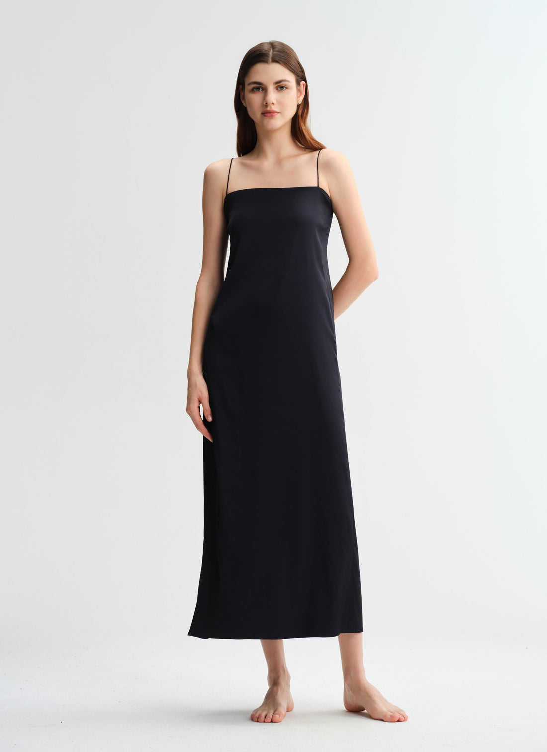 Black tube top Spaghetti Strap Long Silk Nightgown/Dress