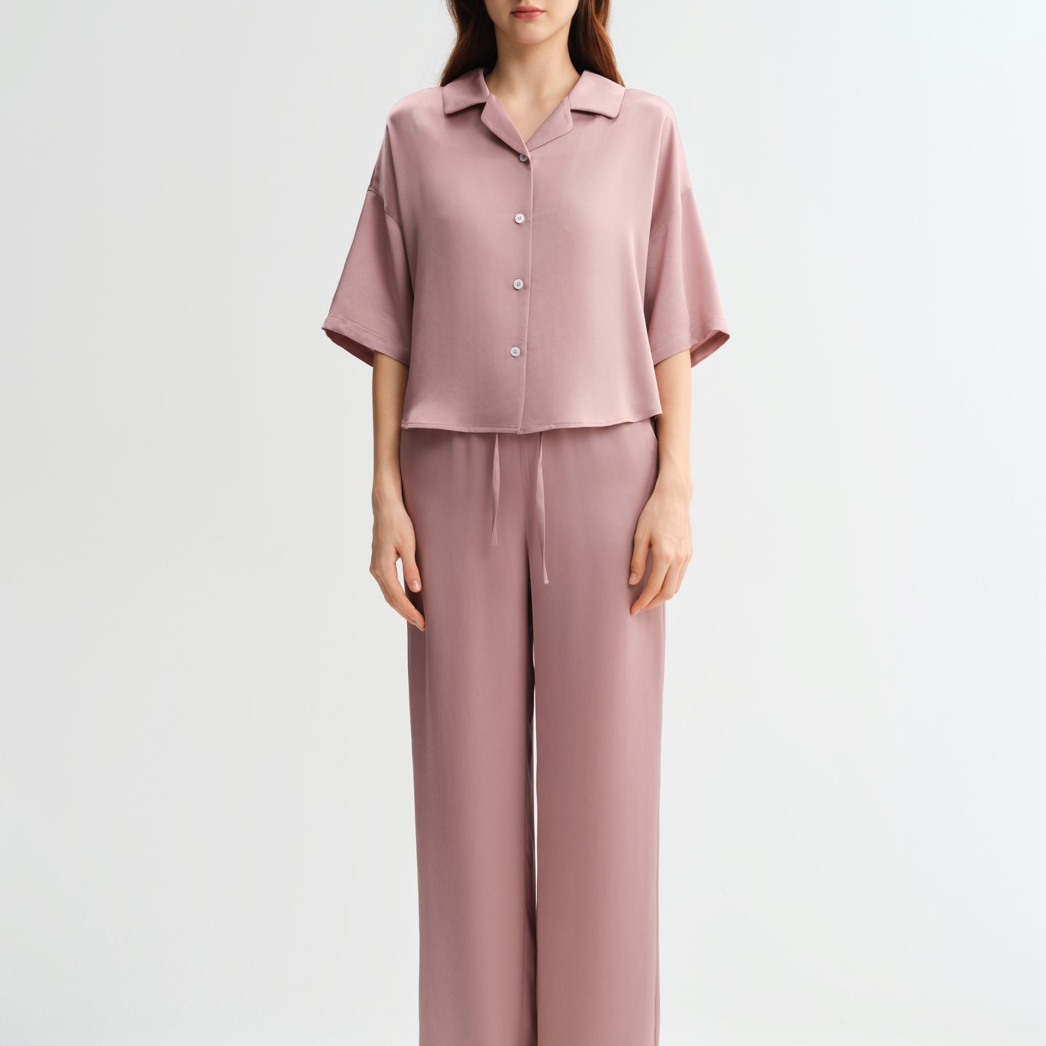 Mauve Silk Pajama Set