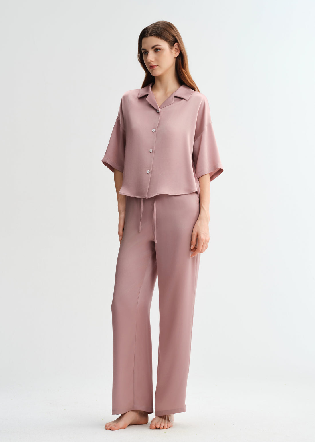 Mauve Silk Pajama Set