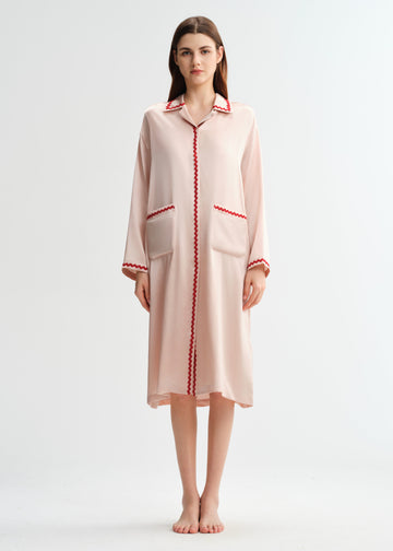 Pink and red-rimmed silk robe