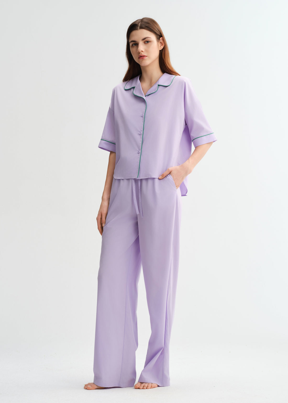Lavender Trim Long Set