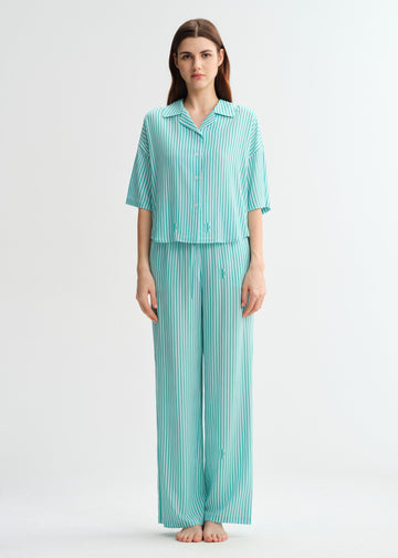 Teal Stripe Long Set