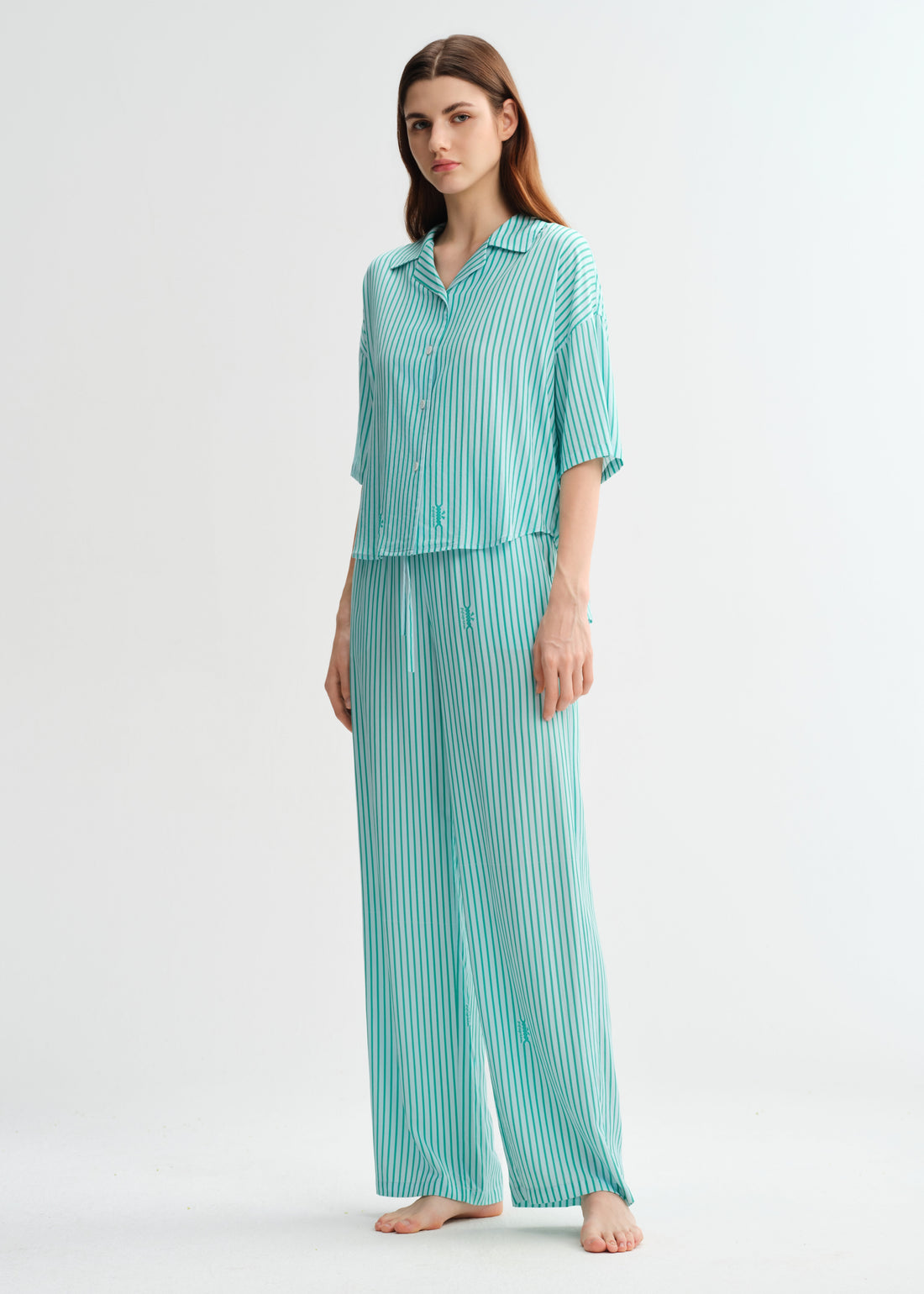 Teal Stripe Long Set