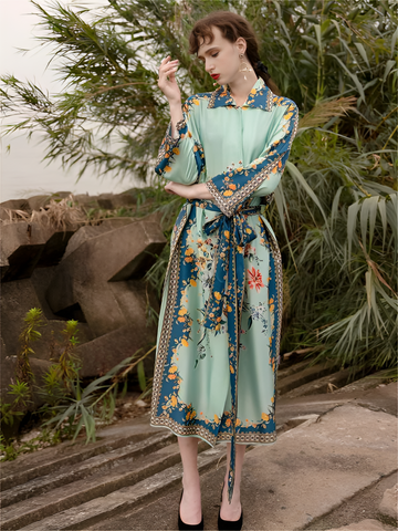 Coastal Breeze Silk Belted Wrap Womens Robe