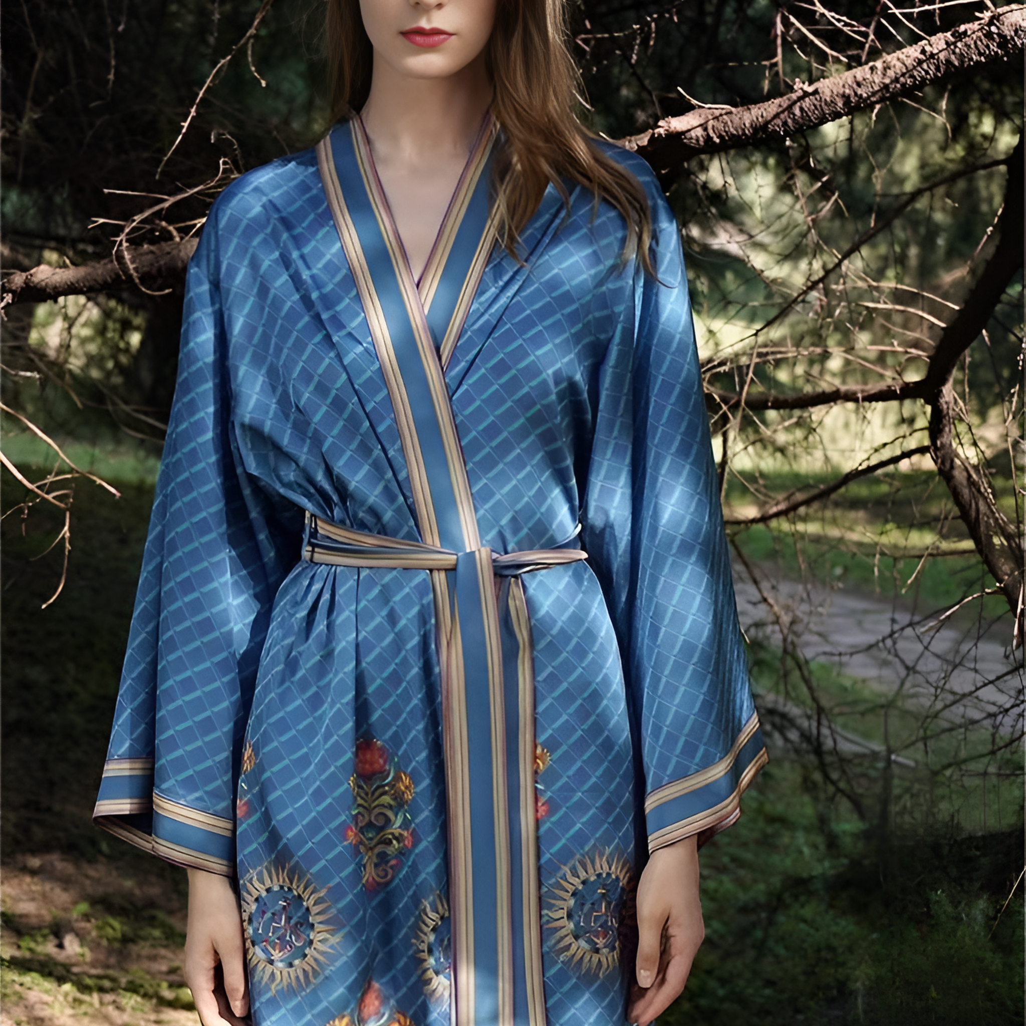 Dawn Reflection Silk Belted Wrap Womens Robe