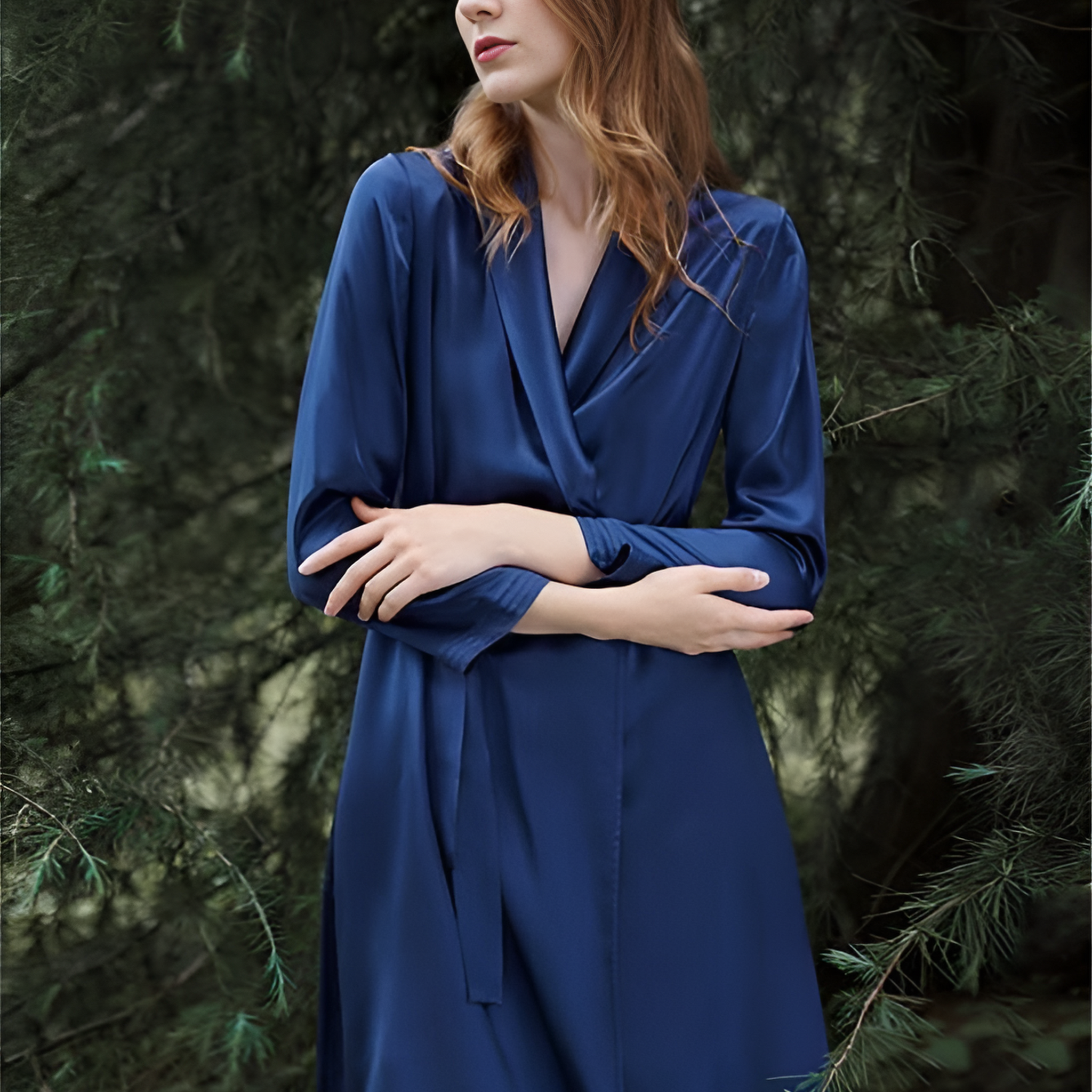 Tranquil Dusk Silk Belted Wrap Womens Robe