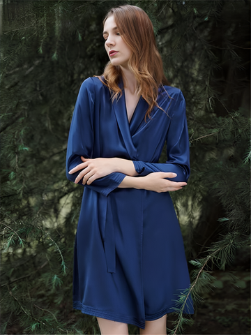 Tranquil Dusk Silk Belted Wrap Womens Robe