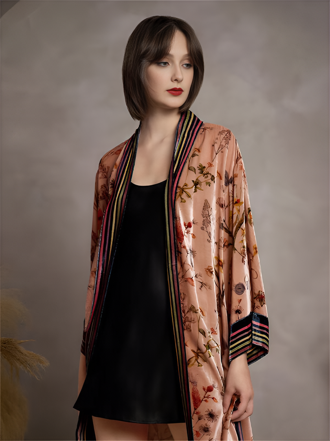 Animal Printed Silk Belted Wrap Womens Robe