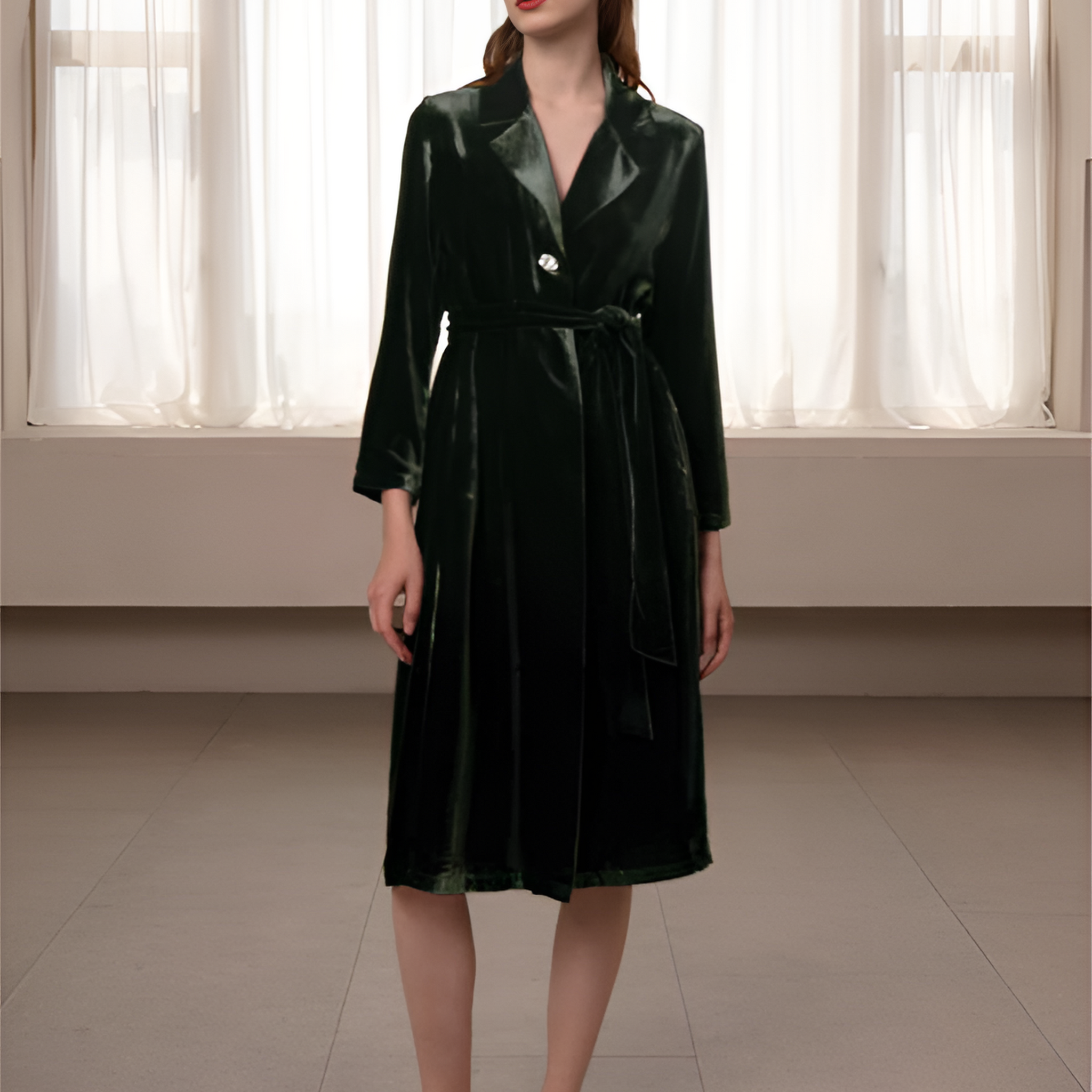Enchanted Forest Silk Belted Wrap Womens Robe