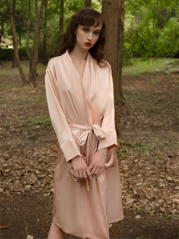 Regal Tranquility Silk Belted Wrap Womens Robe
