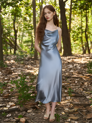 Crimson Spaghetti Strap Long Silk Nightgown/Dress