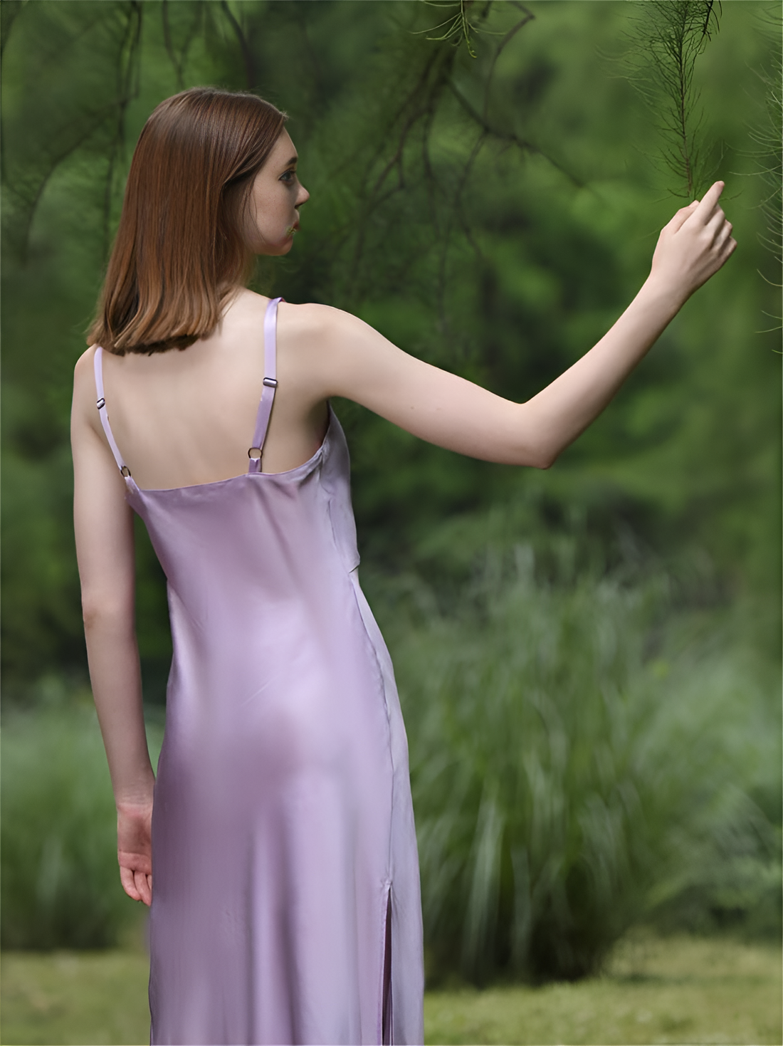 Serenity Spaghetti Strap Long Silk Nightgown/Dress