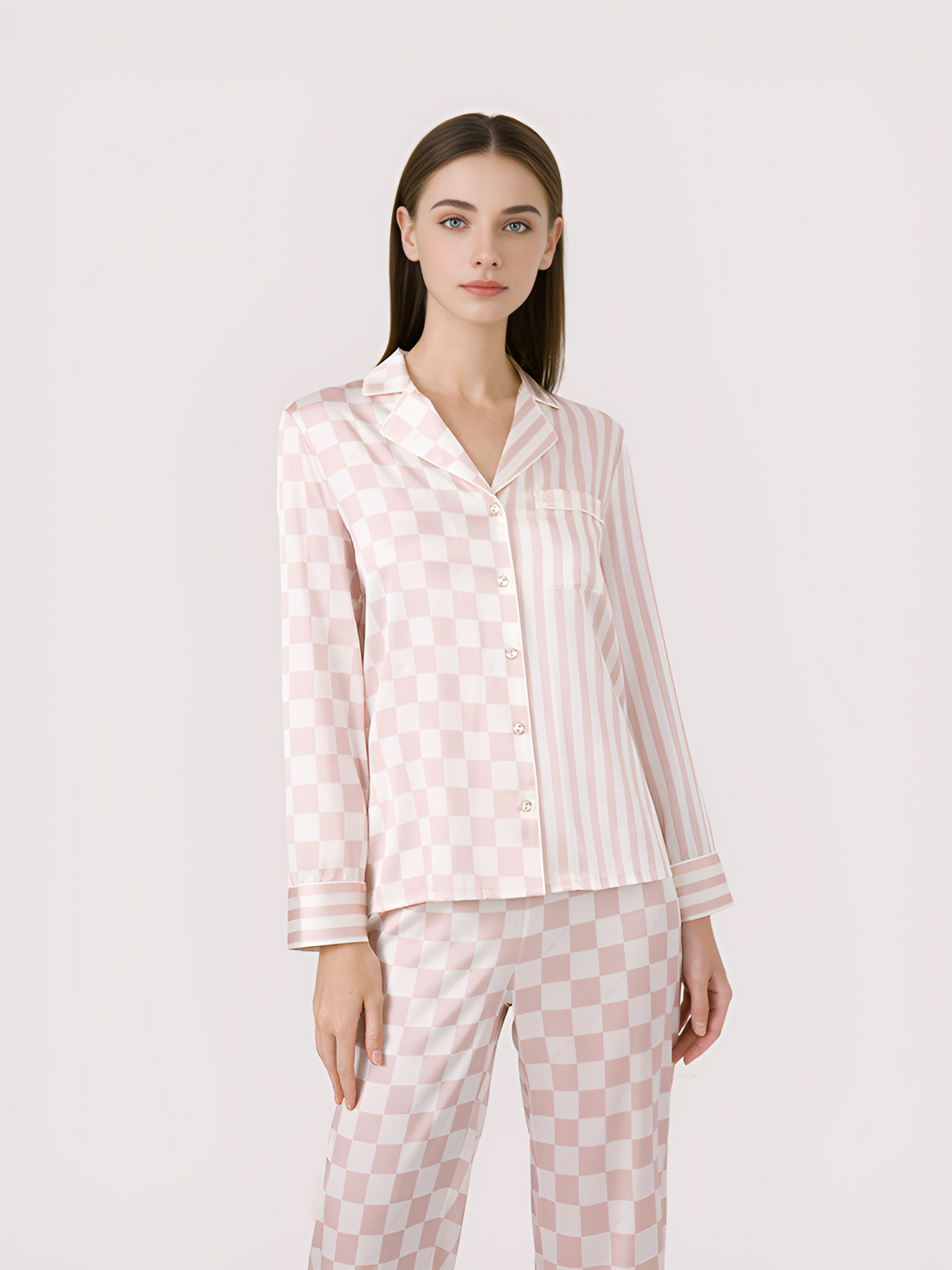 Minimalist Silk Pajamas long-sleeved Pjs Set 2Pcs