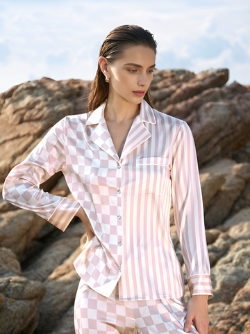 Minimalist Silk Pajamas long-sleeved Pjs Set 2Pcs