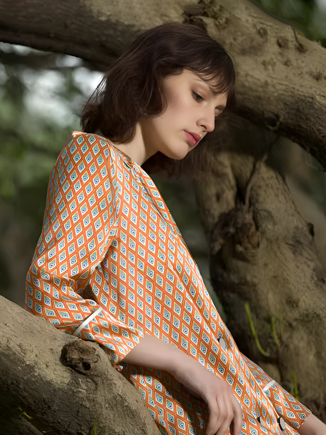 Woodland Whispers Silk Silk Pajamas long-sleeved Pjs Set 2Pcs