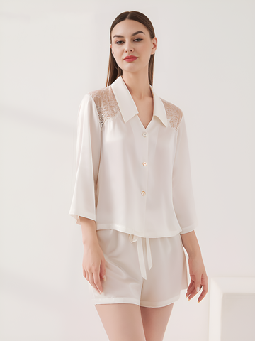 Enchanted Dawn Silk Silk Pajamas long-sleeved Pjs Set 2Pcs