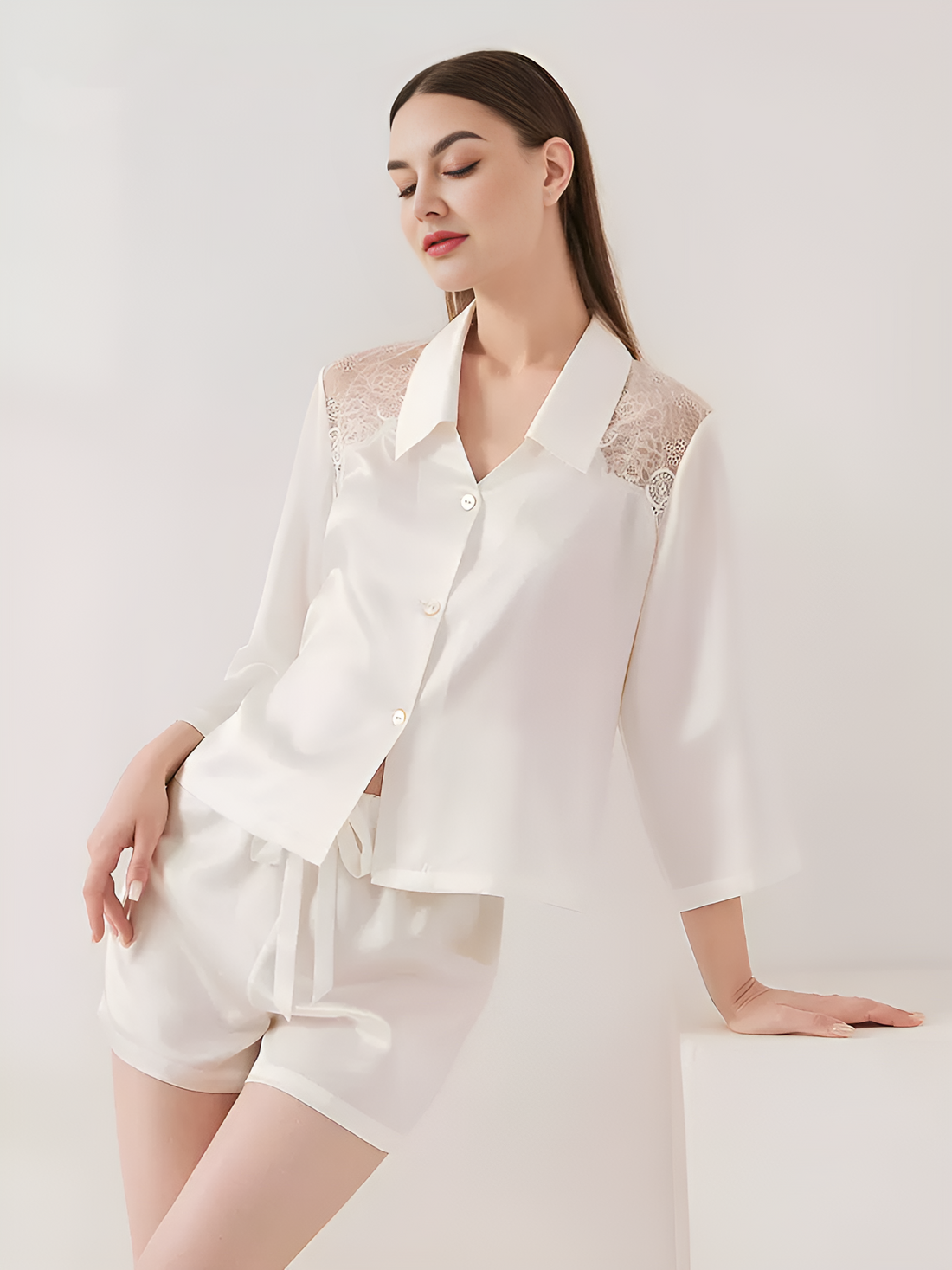 Enchanted Dawn Silk Silk Pajamas long-sleeved Pjs Set 2Pcs
