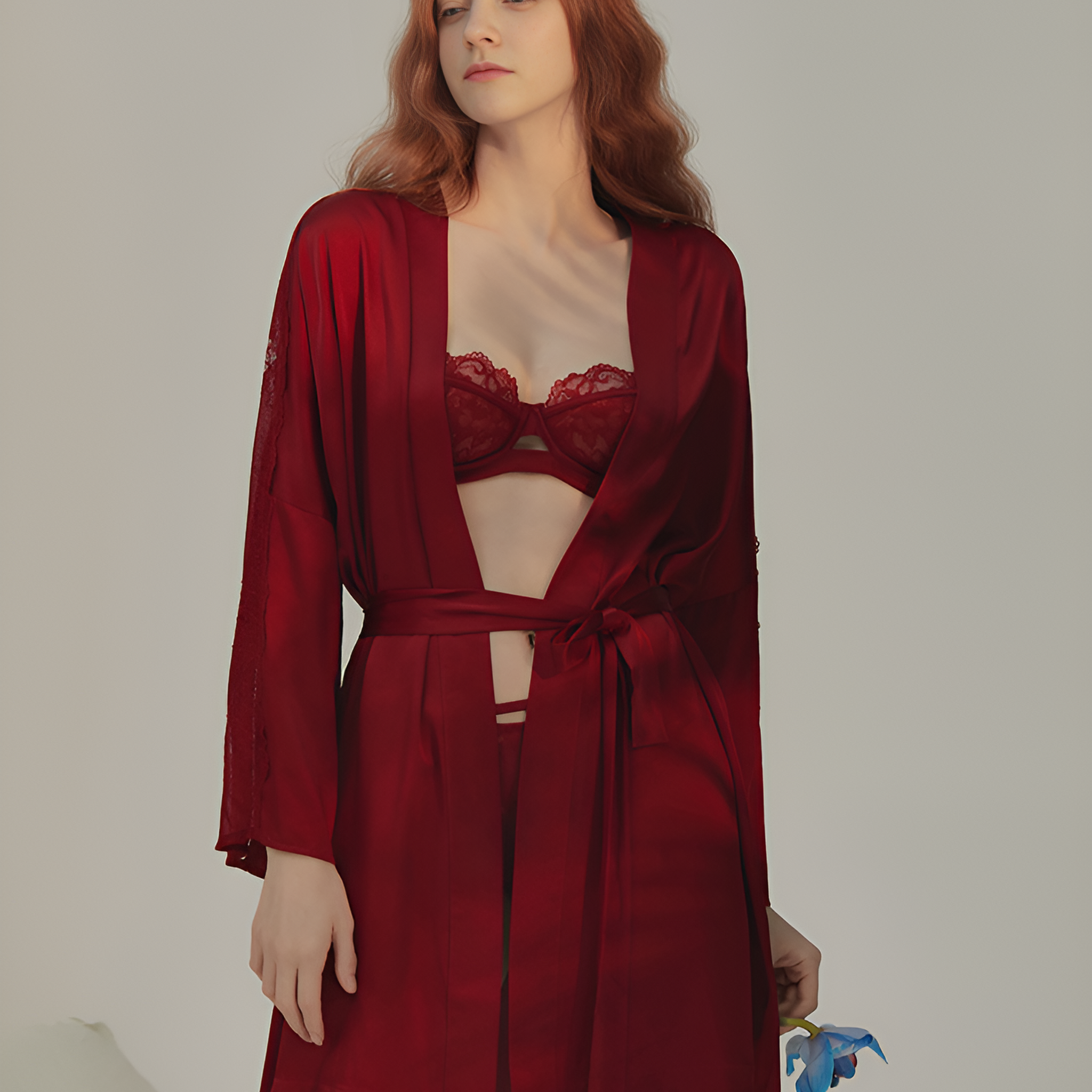 Sunrise Glow Silk Belted Wrap Womens Robe