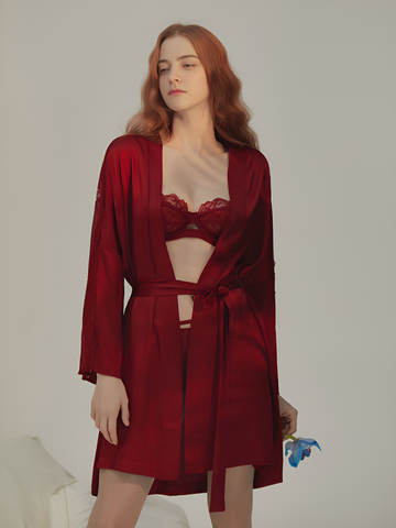 Sunrise Glow Silk Belted Wrap Womens Robe