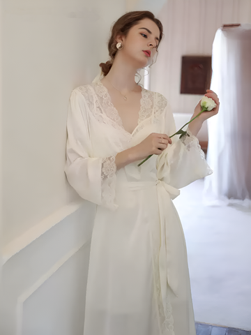 Raceful Flutter Silk Belted Wrap Womens Robe
