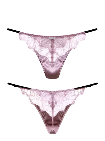 Moonlit Lace Silk Thong