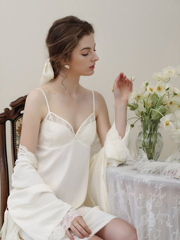 Gossamer Glow Spaghetti Strap Short Silk Nightgown/Dress